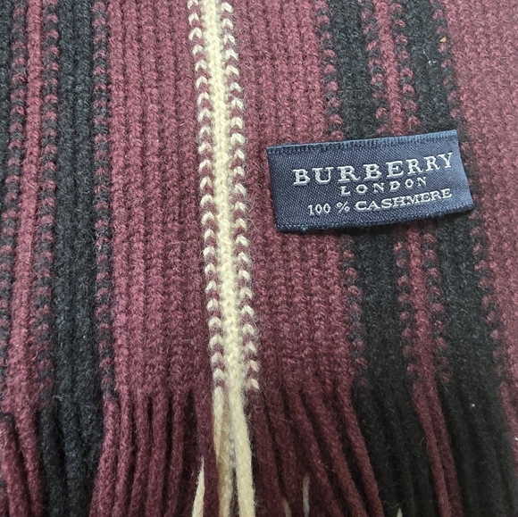Burberry Burgundy and Black Cashmere Scarf